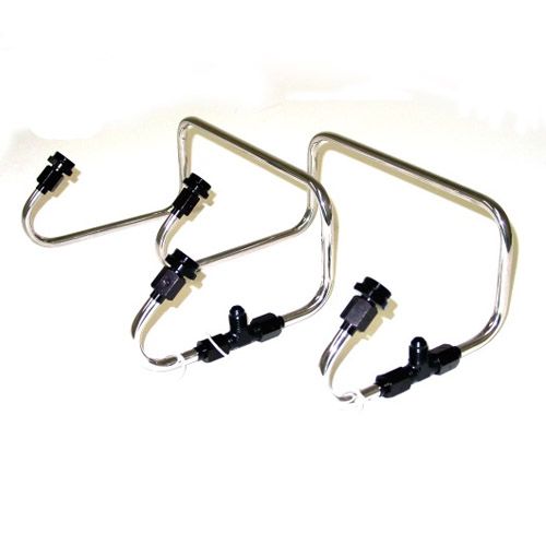 TBS 4372-AB Line kit - Dual Inlet 4150 Carb Fuel Lines - Stainless w Black  Fittings